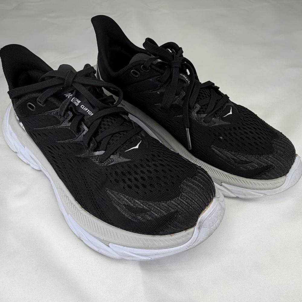 Hoka One One Clifton Edge Women's Size 7 1110511 BWHT Black White Running Shoes - Picture 4 of 6